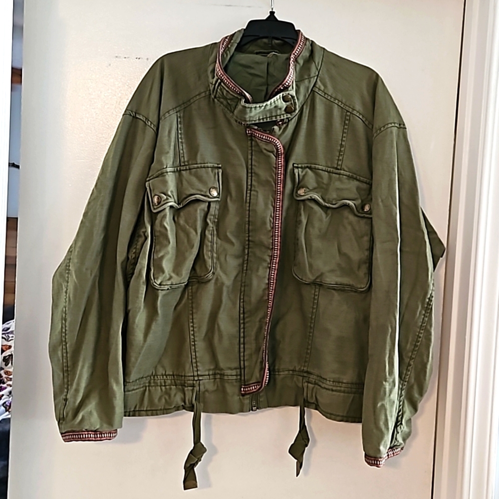 Free People Green Bomber Jacket with Stylish Flair